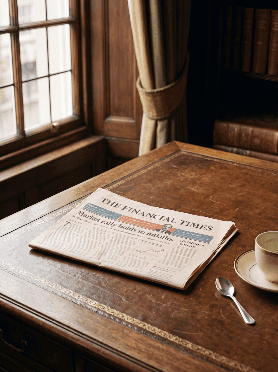 A folded newspaper on a table in soft morning light